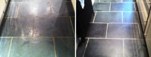 Black Slate floor Ilkley Before and After